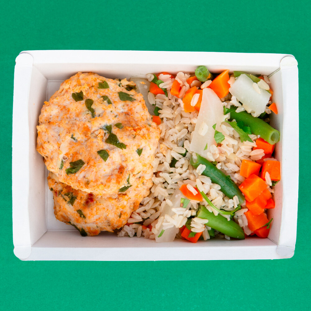 Refeição Padrão - Opção 2 - ARROZ INTEGRAL, LEGUMES E FILÉ DE FRANGO GRELHADO AO CREME DE MILHO